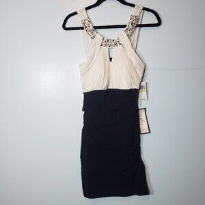 City Studio Black & White Colorblock Beaded Prom Dress Sexy Womens Size M